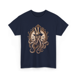 Steampunk Octopus Art Octopus T-Shirt - Navy