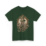 Steampunk Octopus Art Octopus T-Shirt - Forest Green