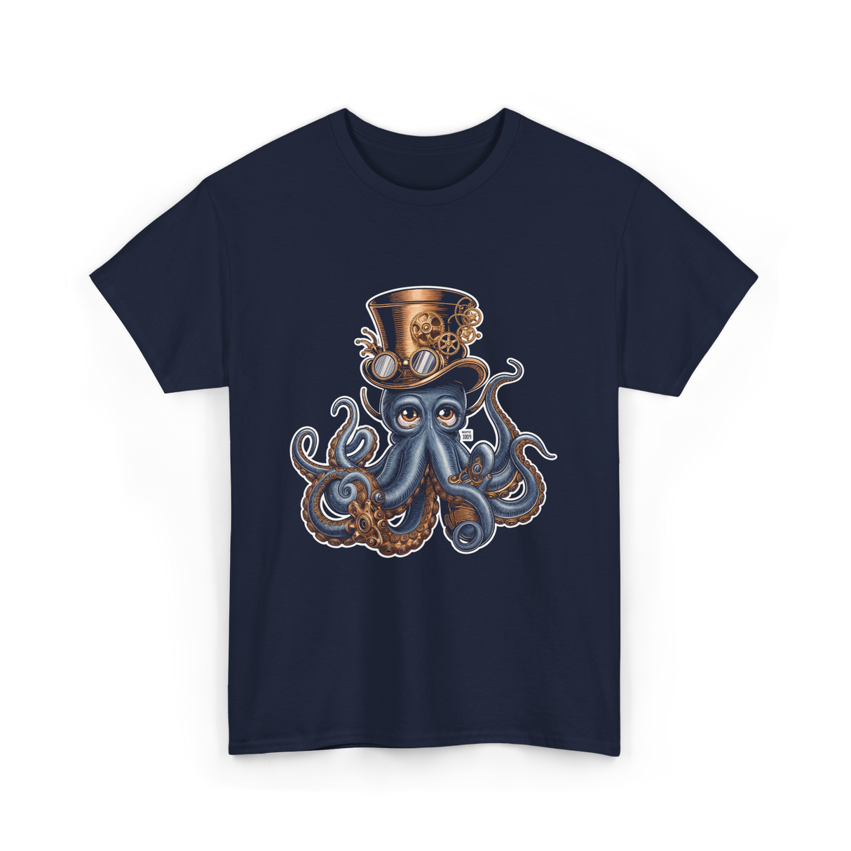 Steampunk Octopus Octopus Art T-Shirt - Navy