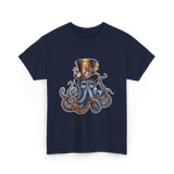 Steampunk Octopus Octopus Art T-Shirt - Navy