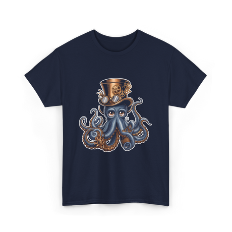 Steampunk Octopus Octopus Art T-Shirt - Navy