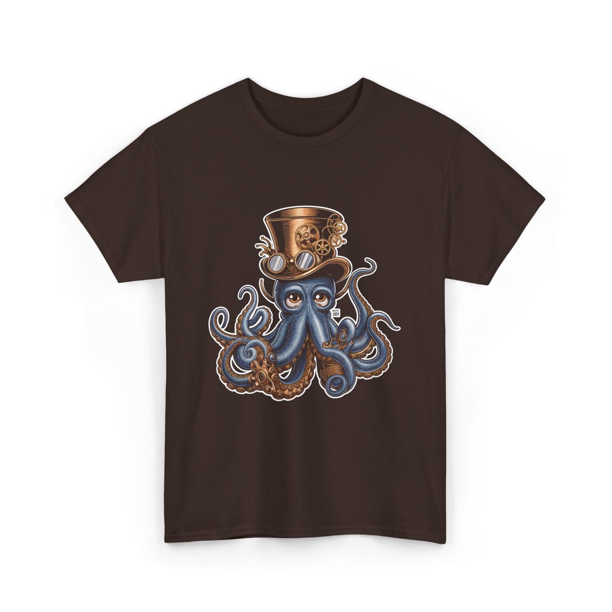 Steampunk Octopus Octopus Art T-Shirt - Dark Chocolate