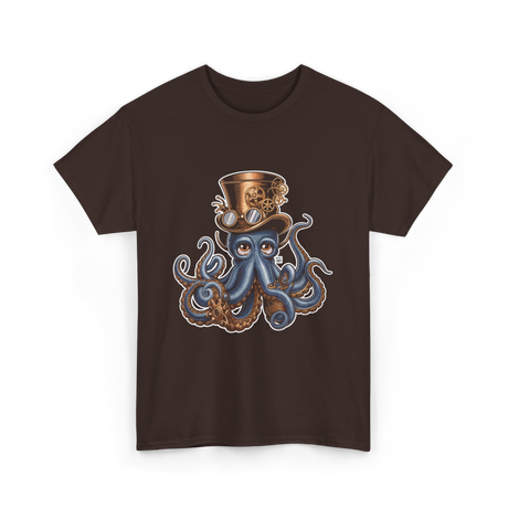 Steampunk Octopus Octopus Art T-Shirt - Dark Chocolate