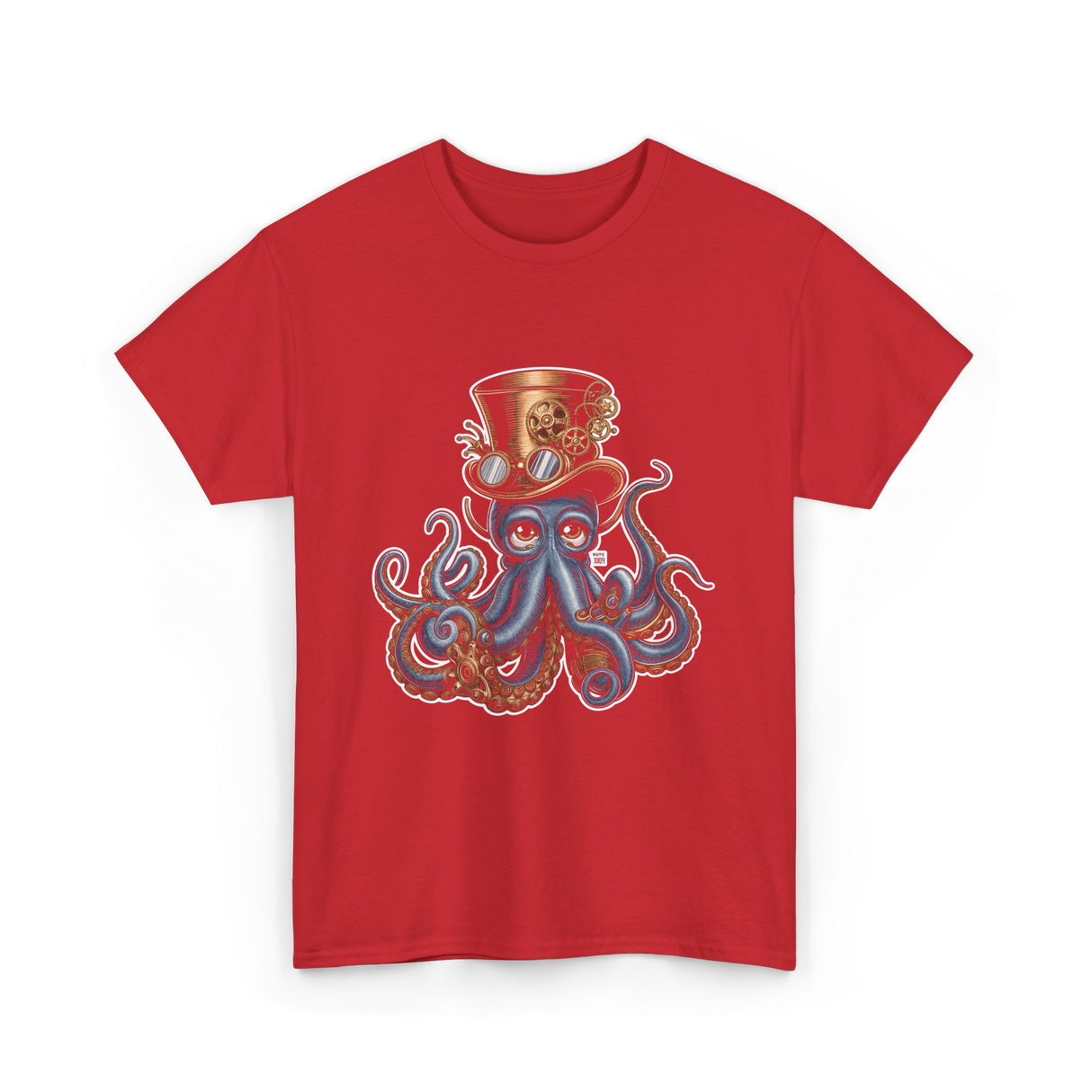 Steampunk Octopus Octopus Art T-Shirt - Red