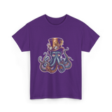 Steampunk Octopus Octopus Art T-Shirt - Purple