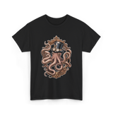 Steampunk Octopus Vintage Art T-Shirt - Black