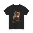 Steampunk Owl Vintage Owl Art T-Shirt - Black