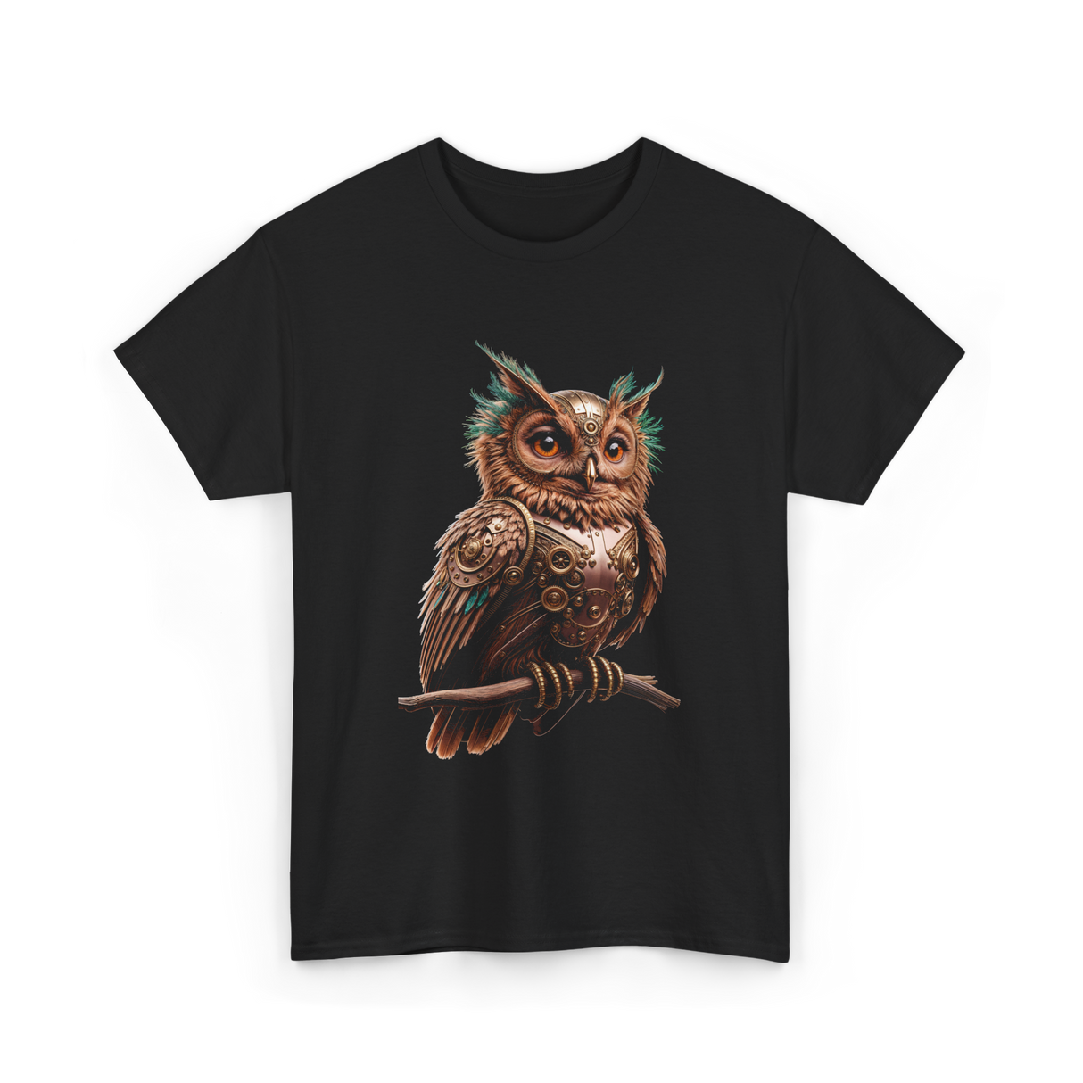 Steampunk Owl Vintage Owl Art T-Shirt - Black