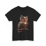 Steampunk Owl Vintage Owl Art T-Shirt - Black