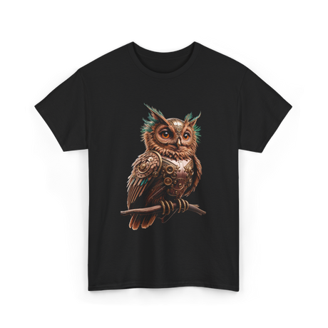 Steampunk Owl Vintage Owl Art T-Shirt - Black