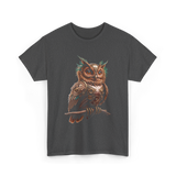 Steampunk Owl Vintage Owl Art T-Shirt - Dark Heather
