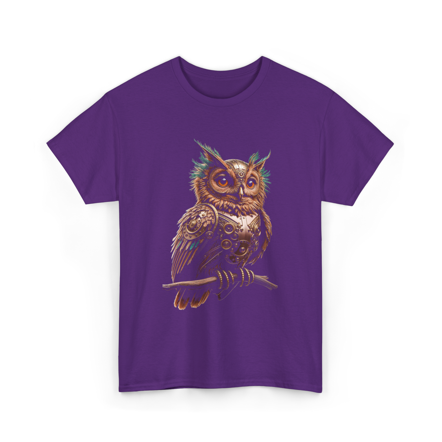 Steampunk Owl Vintage Owl Art T-Shirt - Purple