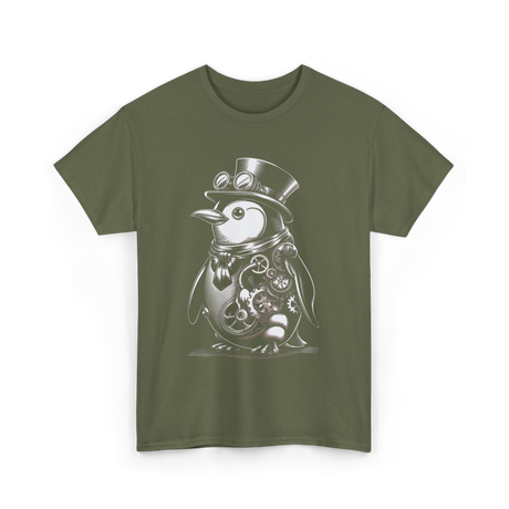 Steampunk Penguin Penguin Lover T-Shirt - Military Green