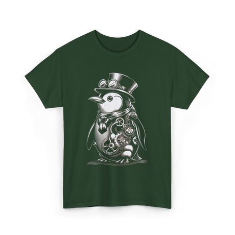 Steampunk Penguin Penguin Lover T-Shirt - Forest Green