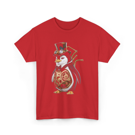 Steampunk Penguin Penguin Lover T-Shirt - Red