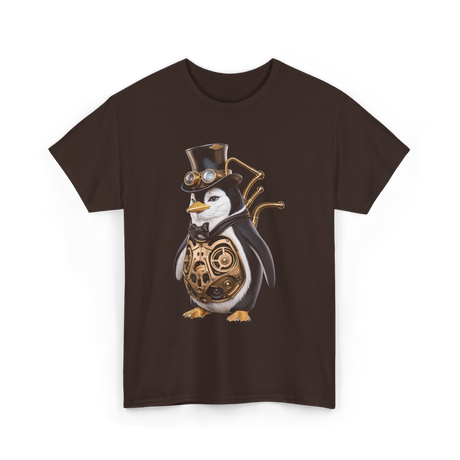 Steampunk Penguin Penguin Lover T-Shirt - Dark Chocolate