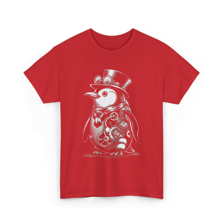 Steampunk Penguin Penguin Lover T-Shirt - Red