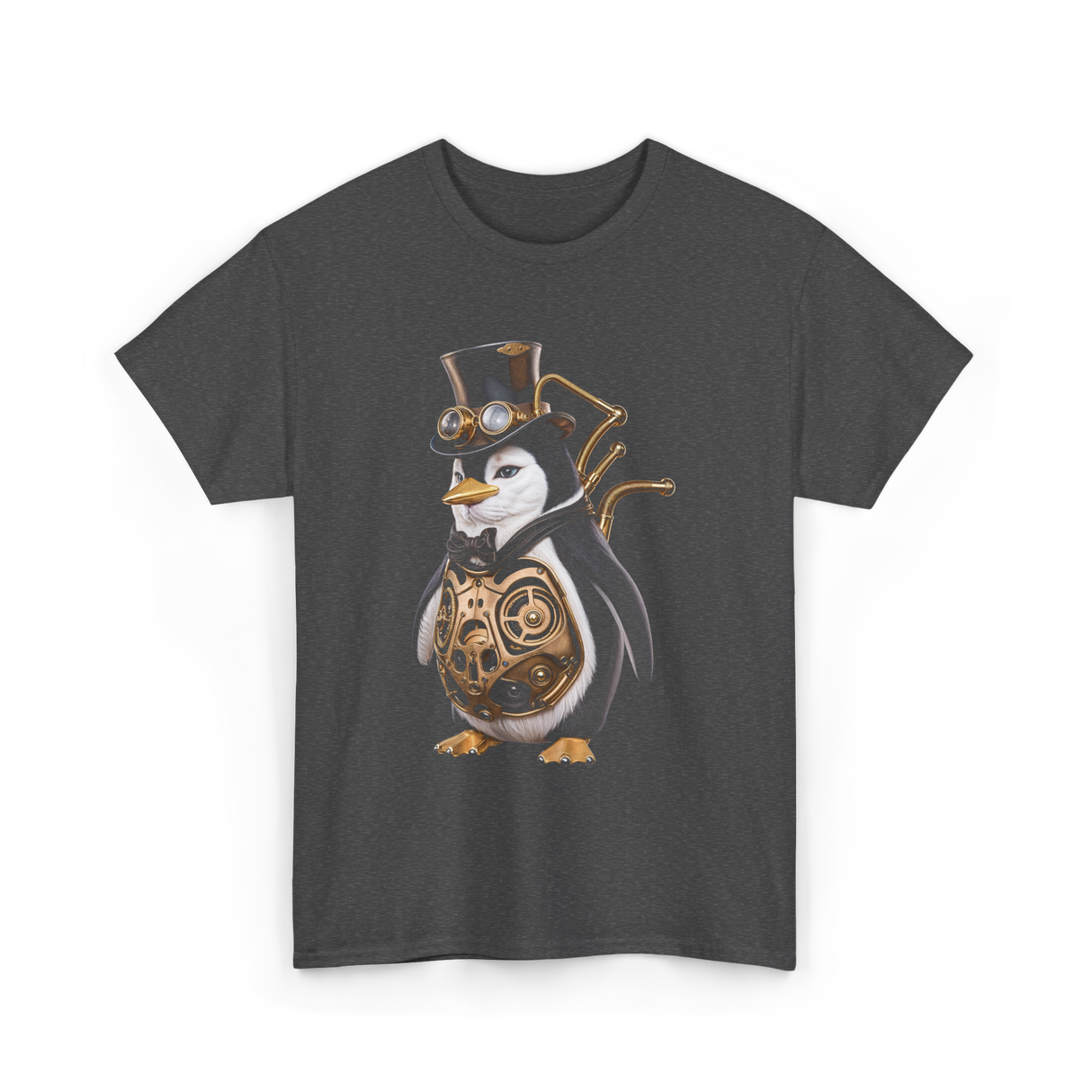 Steampunk Penguin Penguin Lover T-Shirt - Dark Heather