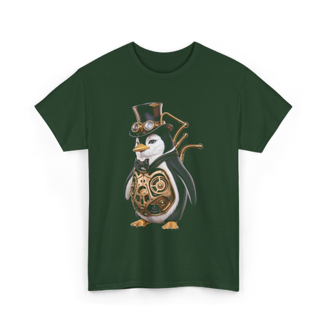 Steampunk Penguin Penguin Lover T-Shirt - Forest Green