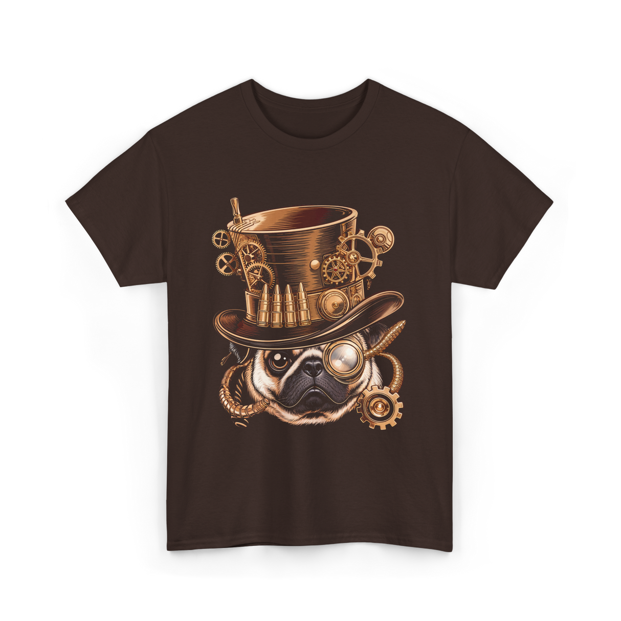 Steampunk Pug Dog Steampunk Pug T-Shirt - Dark Chocolate