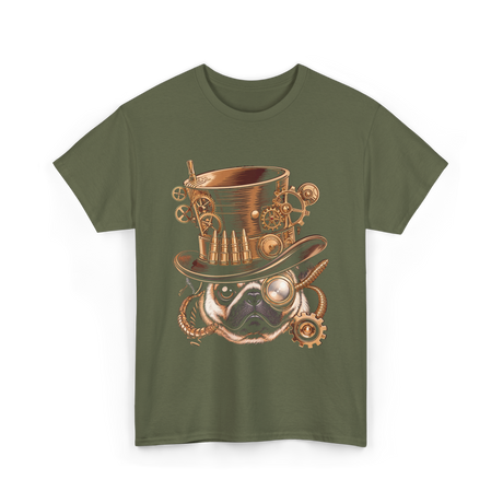 Steampunk Pug Dog Steampunk Pug T-Shirt - Military Green