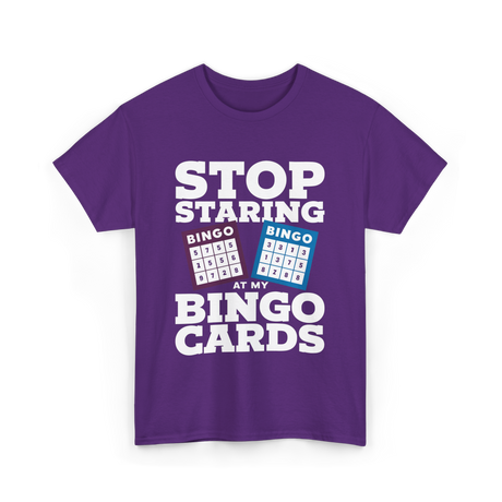 Stop Staring Bingo Cards Bingo T-Shirt - Purple