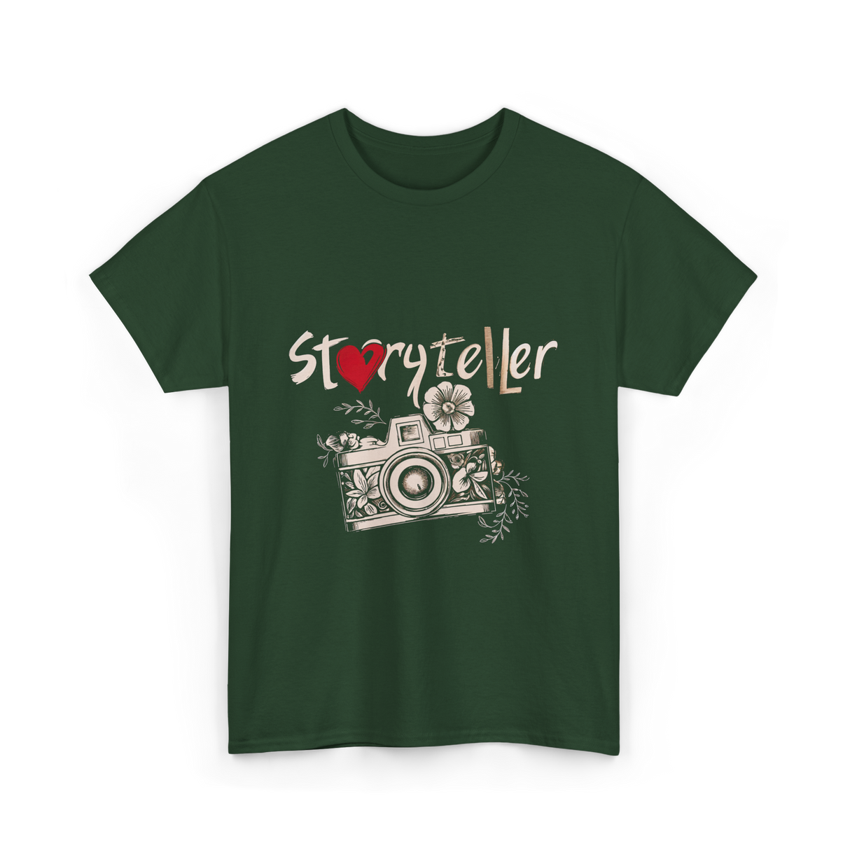 Storyteller Camera Photography T-Shirt - Forest Green