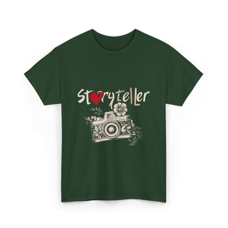 Storyteller Camera Photography T-Shirt - Forest Green