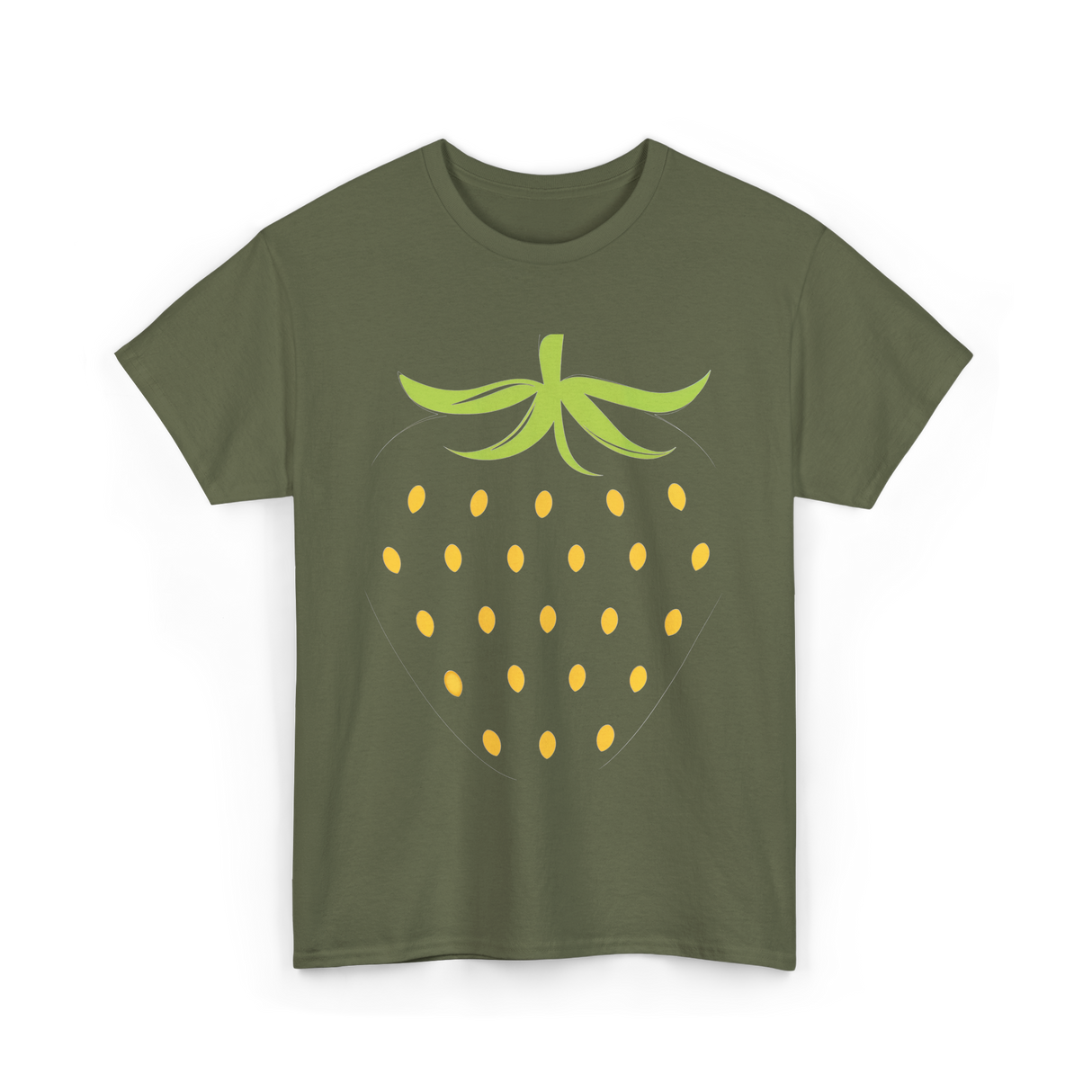 Strawberry Fruit Design Berry T-Shirt - Military Green