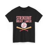 Strikeout Breast Cancer Baseball Awareness T-Shirt - Black