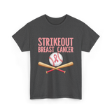 Strikeout Breast Cancer Baseball Awareness T-Shirt - Dark Heather