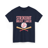 Strikeout Breast Cancer Baseball Awareness T-Shirt - Navy