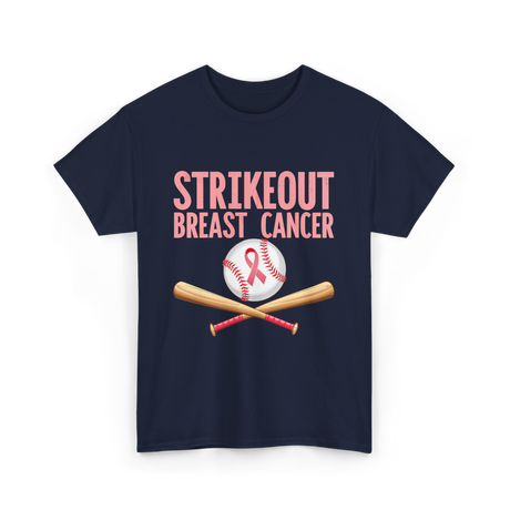 Strikeout Breast Cancer Baseball Awareness T-Shirt - Navy