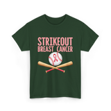 Strikeout Breast Cancer Baseball Awareness T-Shirt - Forest Green