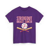 Strikeout Breast Cancer Baseball Awareness T-Shirt - Purple