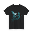 Stylized Hummingbird Bird Art T-Shirt - Black