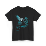 Stylized Hummingbird Bird Art T-Shirt - Black