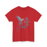 Stylized Hummingbird Bird Art T-Shirt - Red