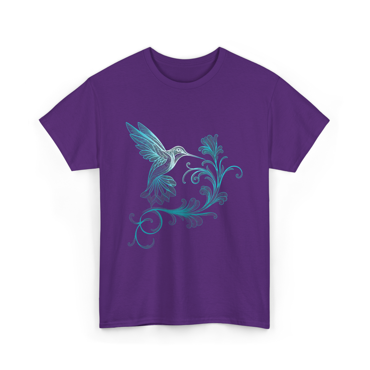 Stylized Hummingbird Bird Art T-Shirt - Purple