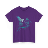 Stylized Hummingbird Bird Art T-Shirt - Purple