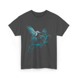 Stylized Hummingbird Bird Art T-Shirt - Dark Heather