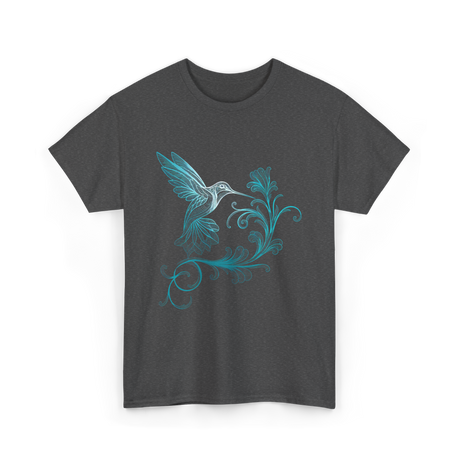 Stylized Hummingbird Bird Art T-Shirt - Dark Heather