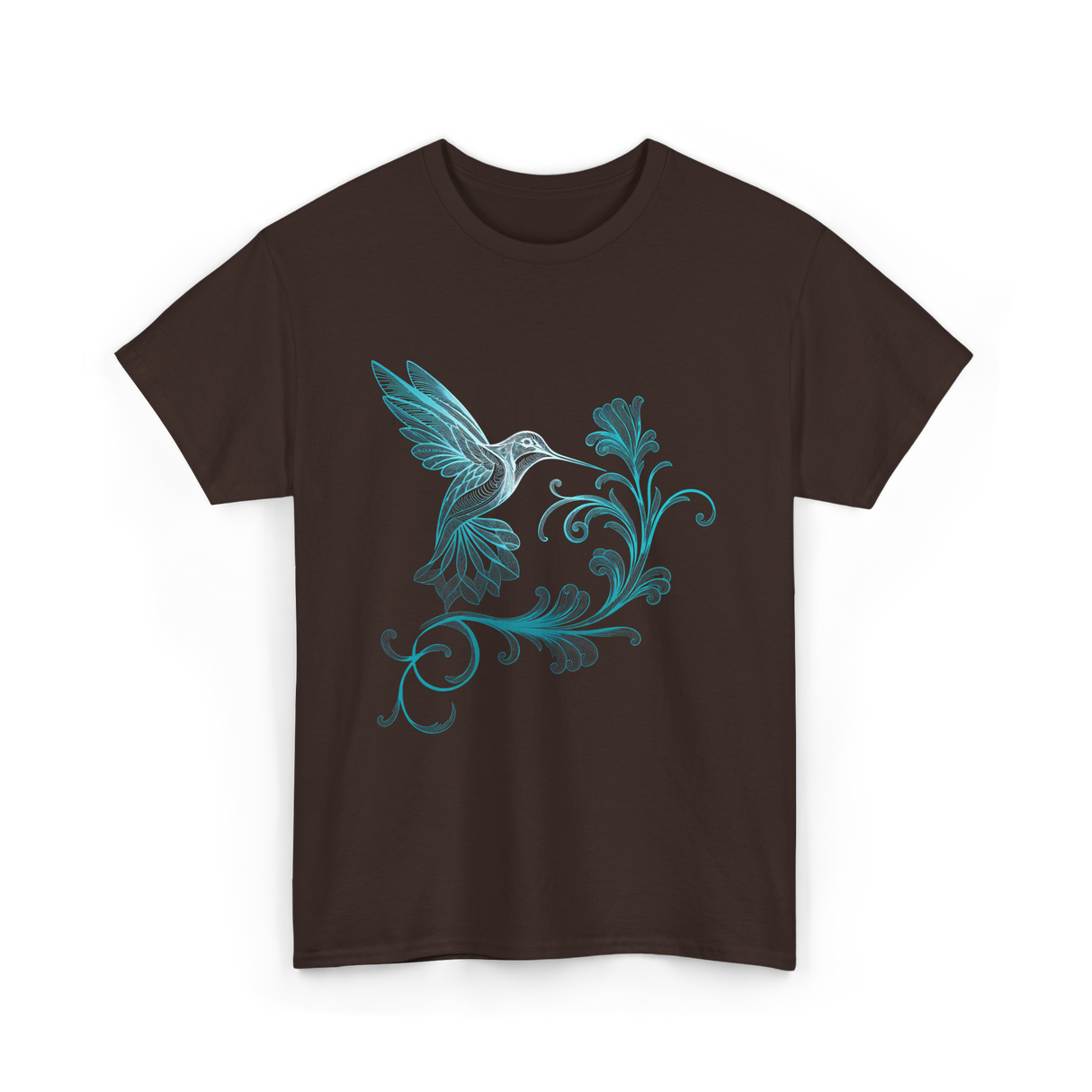 Stylized Hummingbird Bird Art T-Shirt - Dark Chocolate