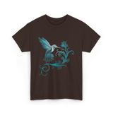 Stylized Hummingbird Bird Art T-Shirt - Dark Chocolate