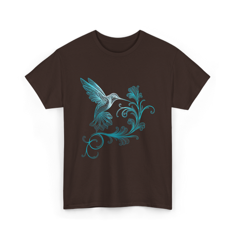 Stylized Hummingbird Bird Art T-Shirt - Dark Chocolate