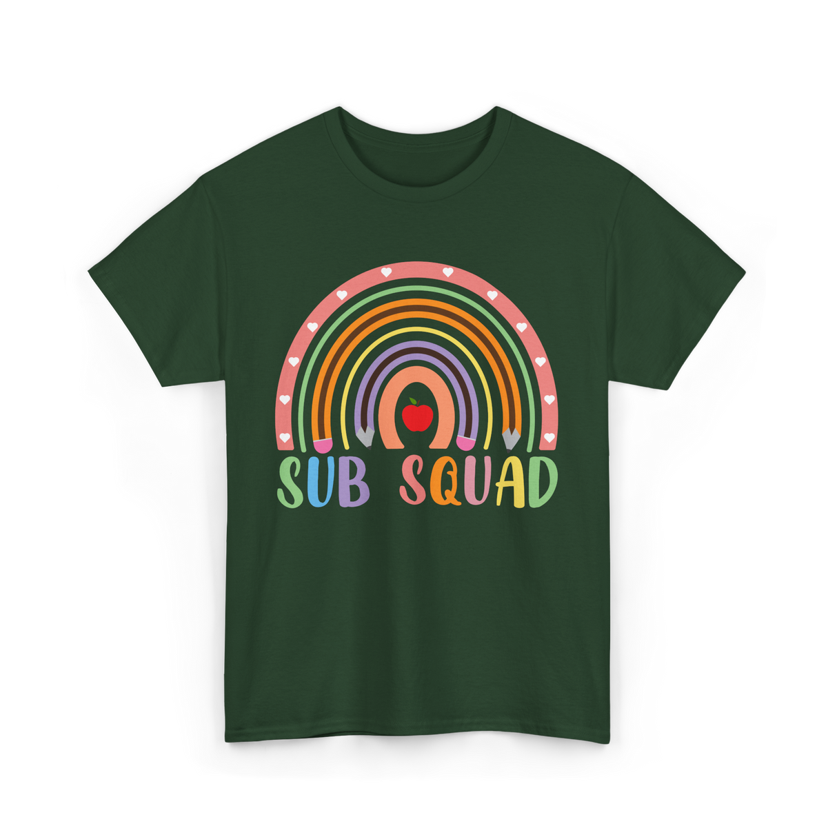 Sub Squad Rainbow Teacher T-Shirt - Forest Green