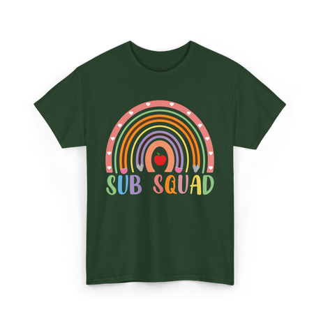 Sub Squad Rainbow Teacher T-Shirt - Forest Green