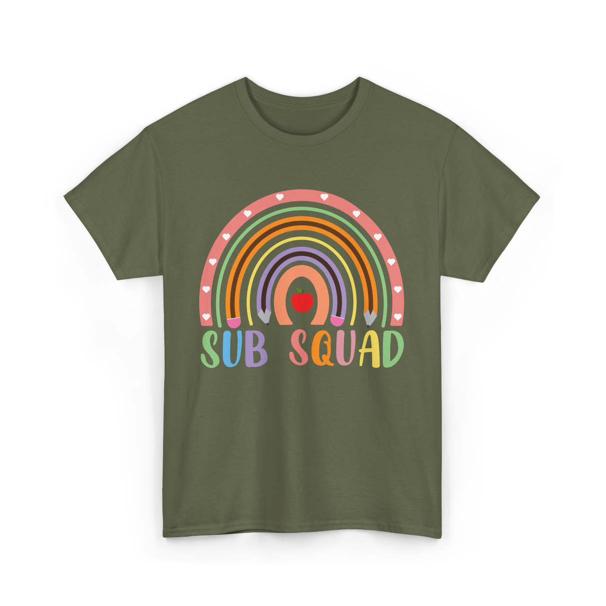 Sub Squad Rainbow Teacher T-Shirt - Military Green