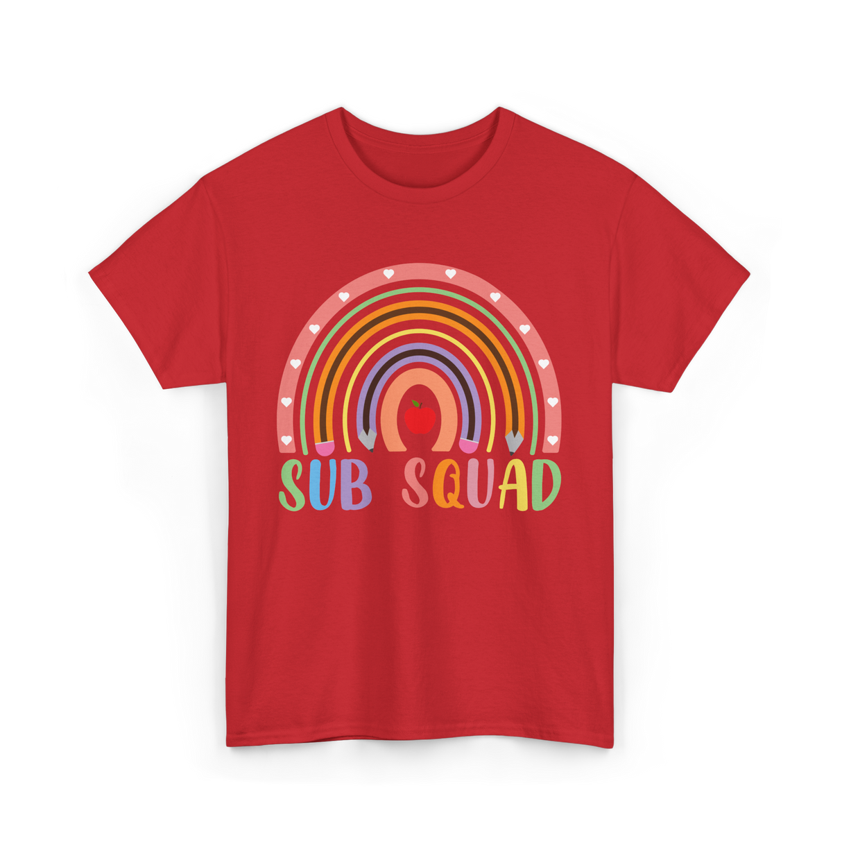 Sub Squad Rainbow Teacher T-Shirt - Red