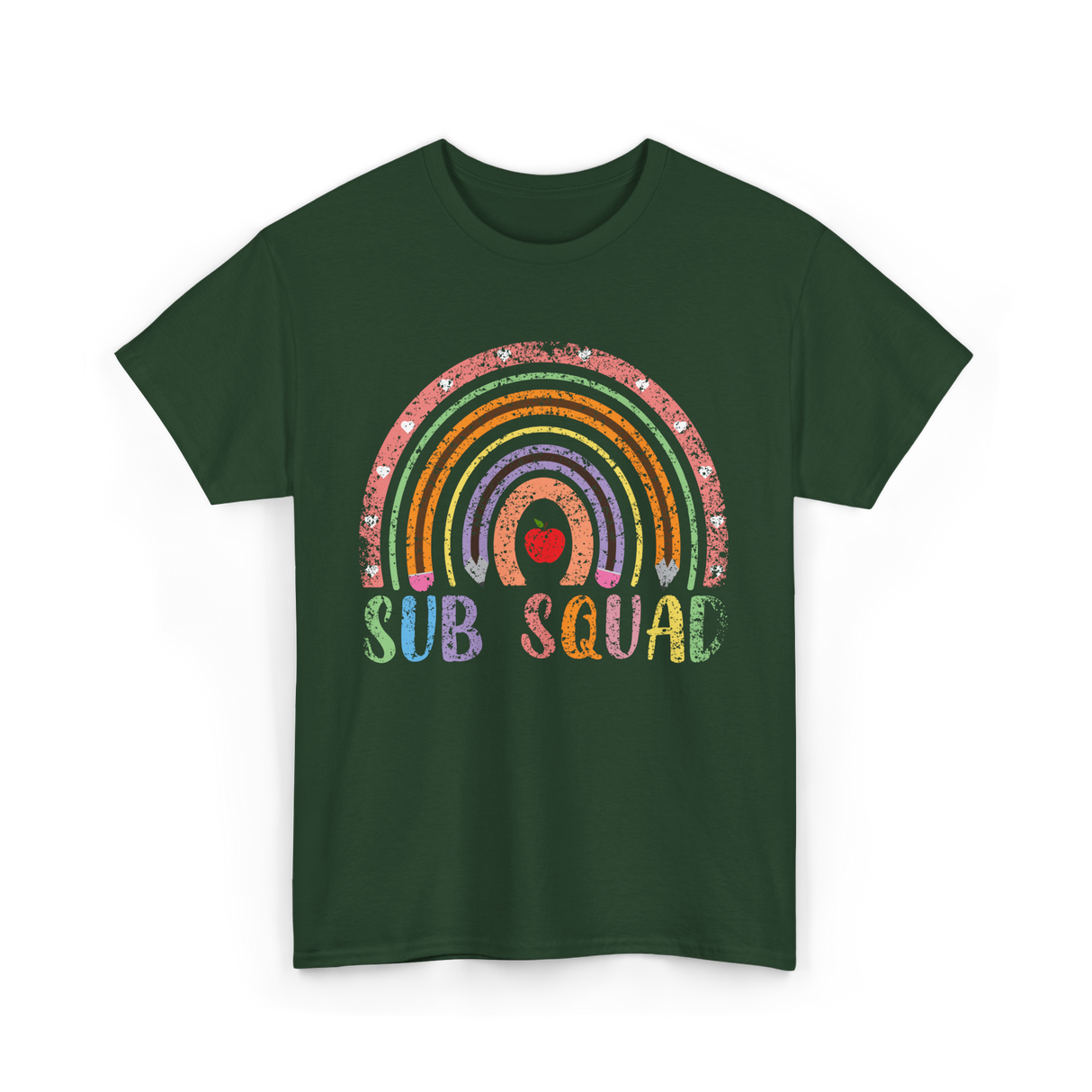 Sub Squad Rainbow Teachers T-Shirt - Forest Green